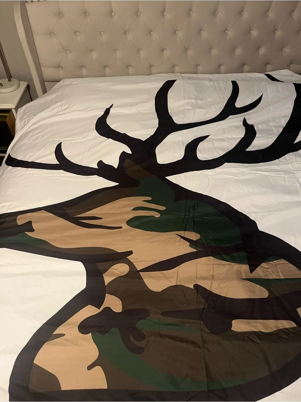 NEW Queen Size White Deer Camo Duvet Cover Set